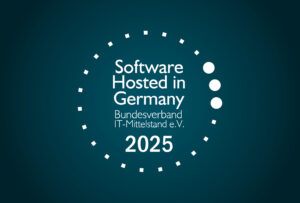 Grafik welche das Software hosted in Germany Siegel zeigt